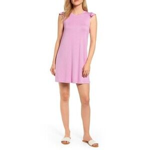 Gibson Women's Laguna Ruffle Back T-Shirt Dress Peony Pink Size XS